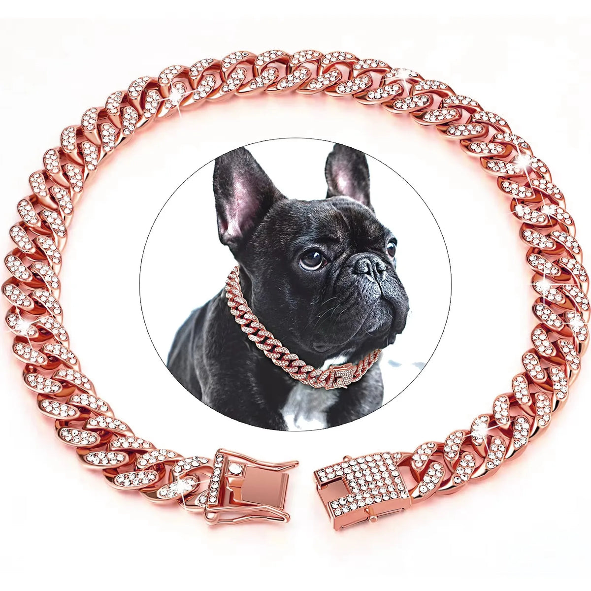 Diamond Cuban Chain Collar for Dogs & Cats – Gold