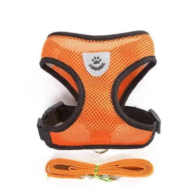 Adjustable Mesh Pet Harness with Leash — Reflective, Breathable for Cats & Dogs