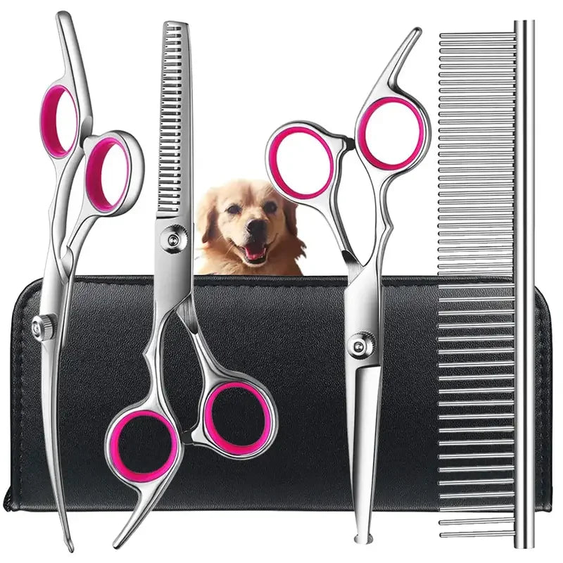 Pet Grooming Scissors – Safety Round Tip, Stainless Steel (Set of 4)
