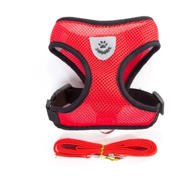 Adjustable Mesh Pet Harness with Leash — Reflective, Breathable for Cats & Dogs