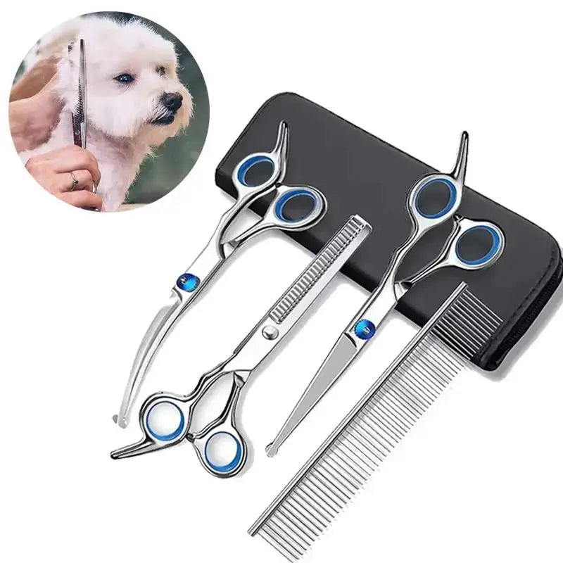 Pet Grooming Scissors – Safety Round Tip, Stainless Steel (Set of 4)