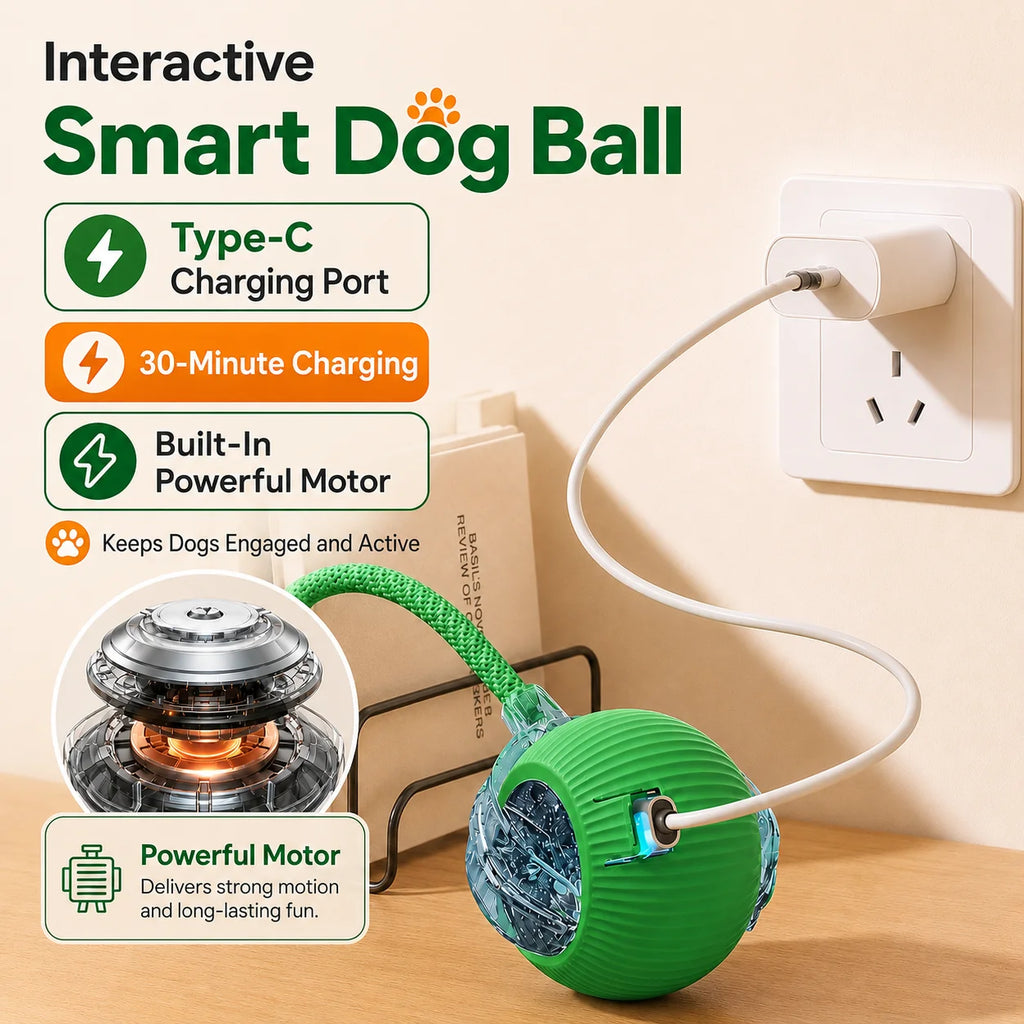 Automatic Rolling Ball Toy for Dogs & Cats – Rechargeable, Self-Moving