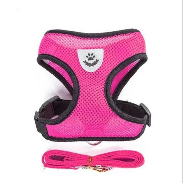 Adjustable Mesh Pet Harness with Leash — Reflective, Breathable for Cats & Dogs