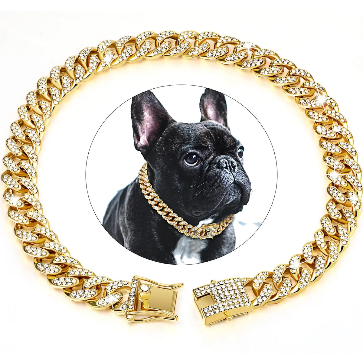 Diamond Cuban Chain Collar for Dogs & Cats – Gold