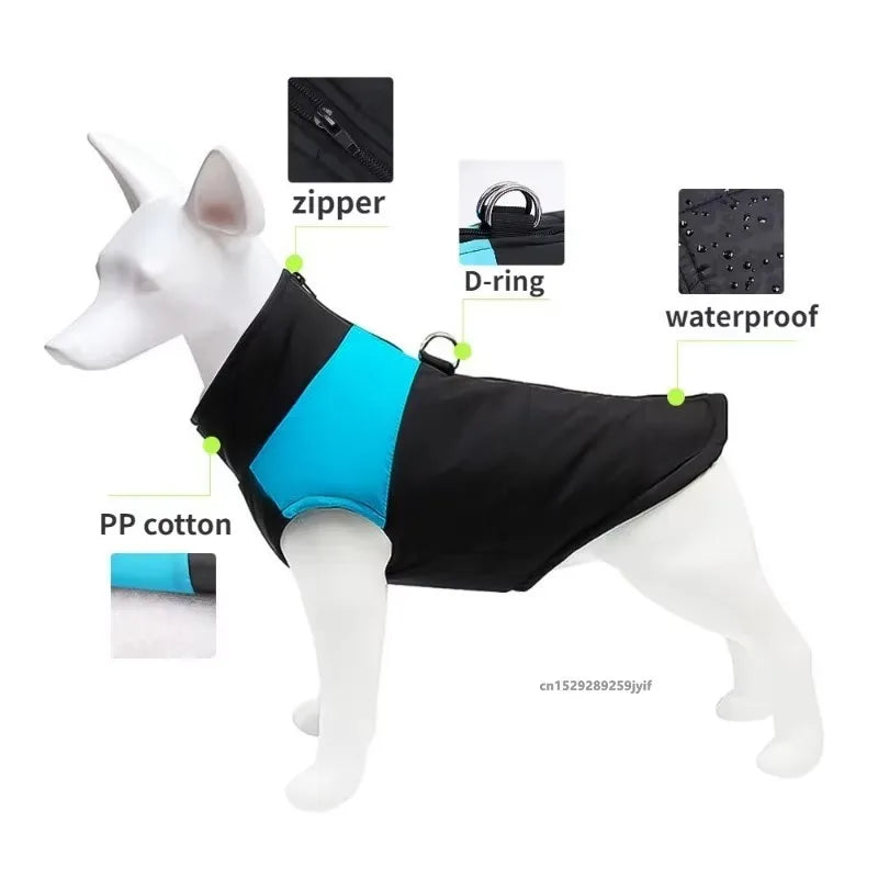 Waterproof Dog Winter Coat – Padded Zipper Jacket for Small, Medium & Large Dogs