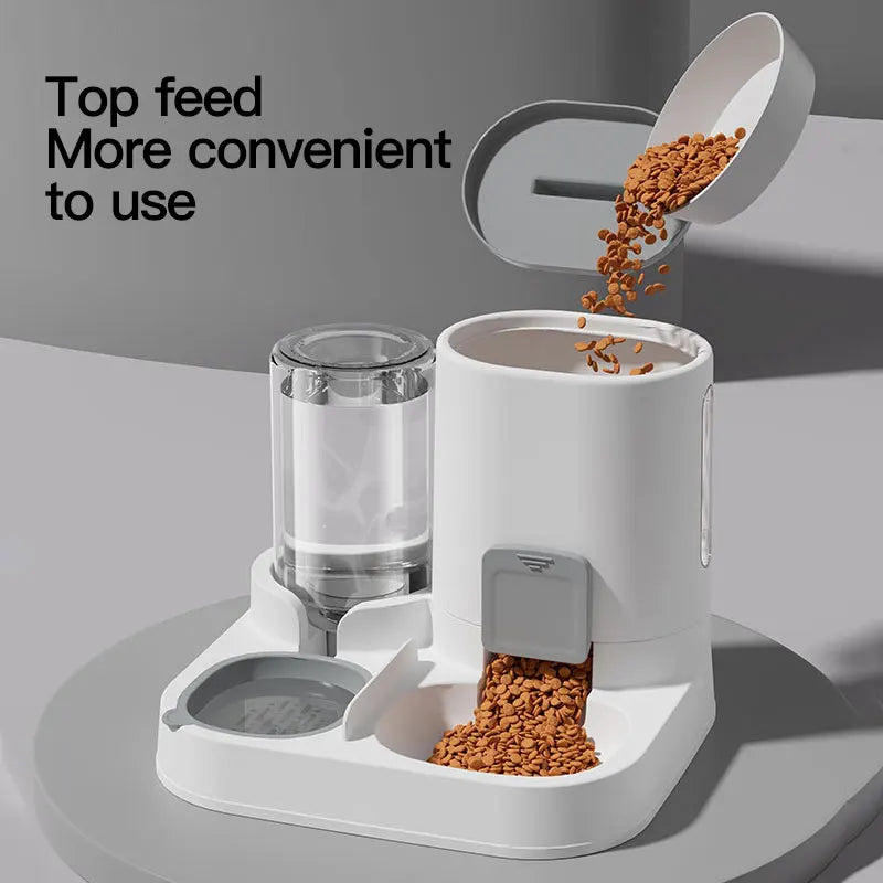 Automatic Gravity-Fed Cat Water & Food Dispenser – Large Capacity, Spill-Proof