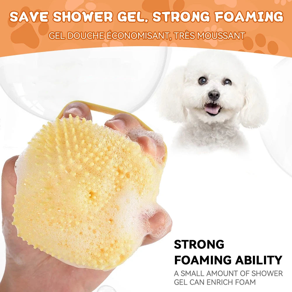 Silicone Pet Bathing Brush with Shampoo Dispenser for Dogs & Cats