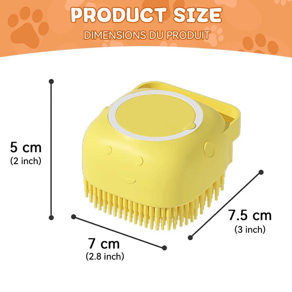 Silicone Pet Bathing Brush with Shampoo Dispenser for Dogs & Cats