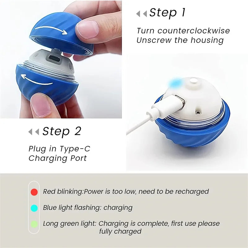 Smart Interactive Moving Ball for Dogs & Cats – USB Rechargeable