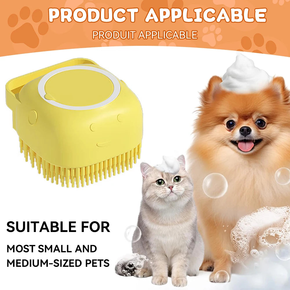 Silicone Pet Bathing Brush with Shampoo Dispenser for Dogs & Cats