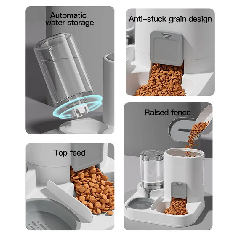 Automatic Gravity-Fed Cat Water & Food Dispenser – Large Capacity, Spill-Proof